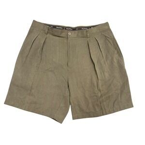 Tommy Bahama Pleated Shorts Mens 38 Taupe 100% Silk‎ 8" Inseam Casual Chino